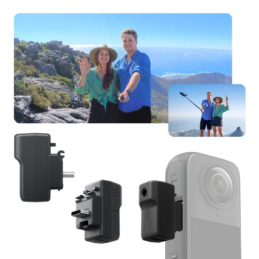 Mic Adapter For 360 X4 Camera External Microphones Type C and 3.5mm Ports Charging Adapter Mic Cold Shoe Adapter