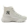 MLB Chunky High New York Yankees Wear-Resistant Height Increasing High-Top Canvas Shoes Unisex White Sneakers 3ASHUL12N-50WHS