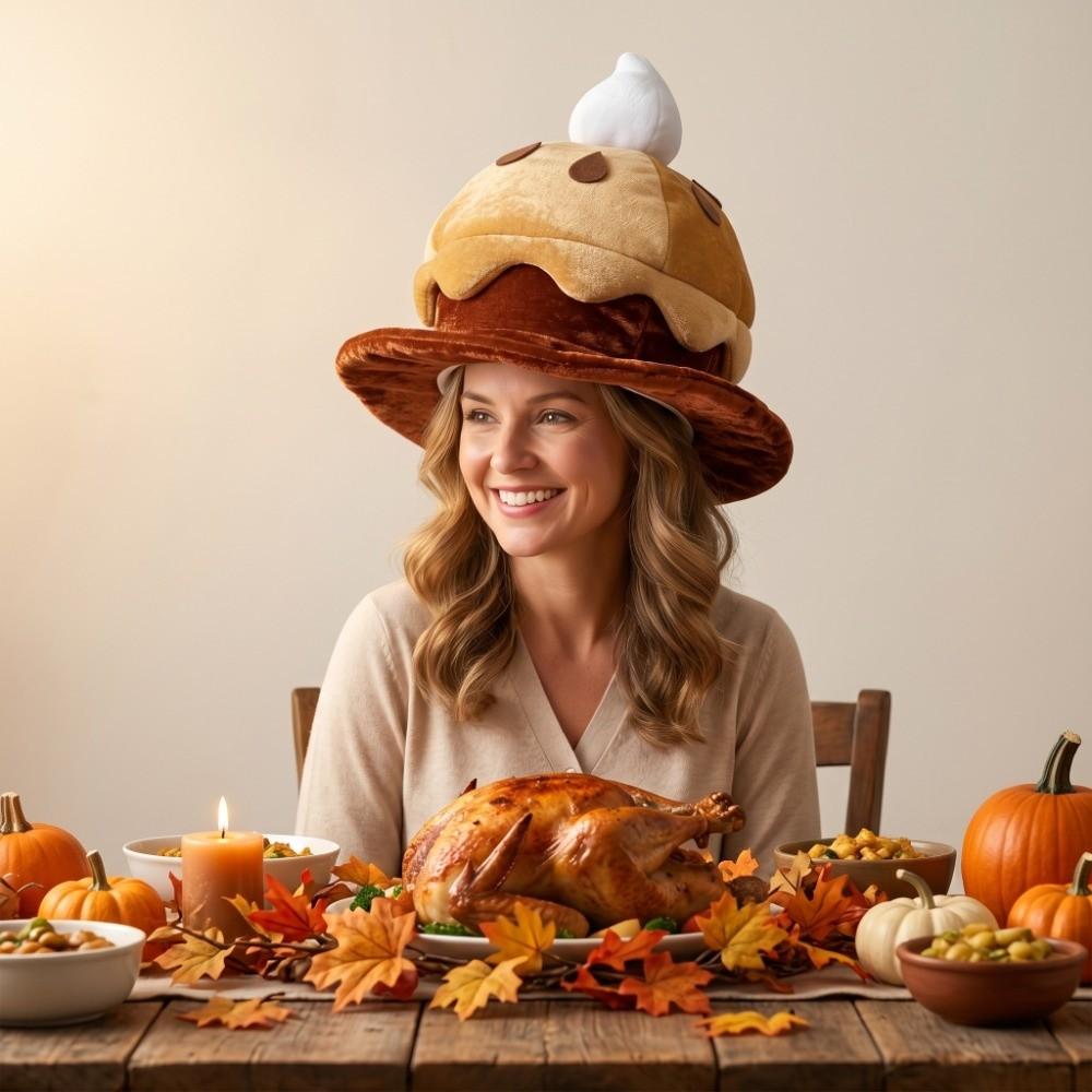 Creative Plush Cake Hat Cartoon Theme Event Hat Gift Pumpkin Pie Hat Carnivals