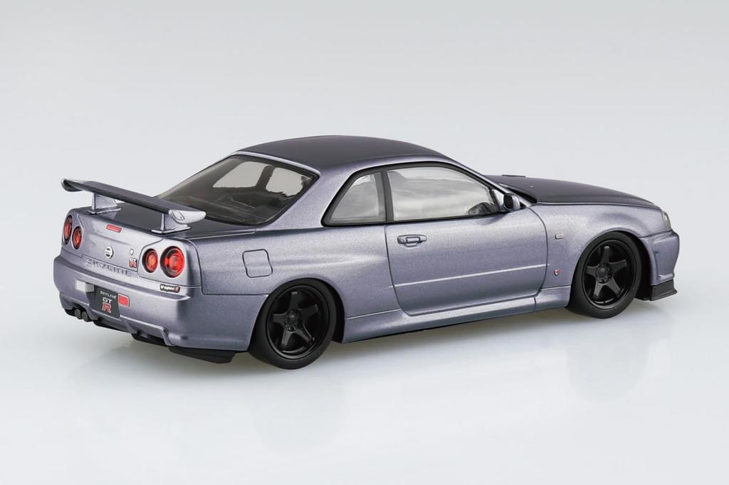 Aoshima Bunka Kyozai Rakupla Snap Kit Nissan R34 Skyline Custom Wheels Scale Plastic Model Kit (AOSHIMA) No. 12CU-AS GT-R (Athlete Silver) 1/32