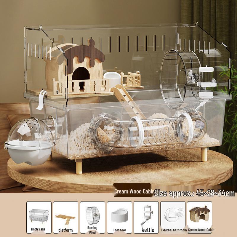Luxury Acrylic Hamster Villa: Spacious, Transparent Breeding Box with Nest for Golden Hamsters