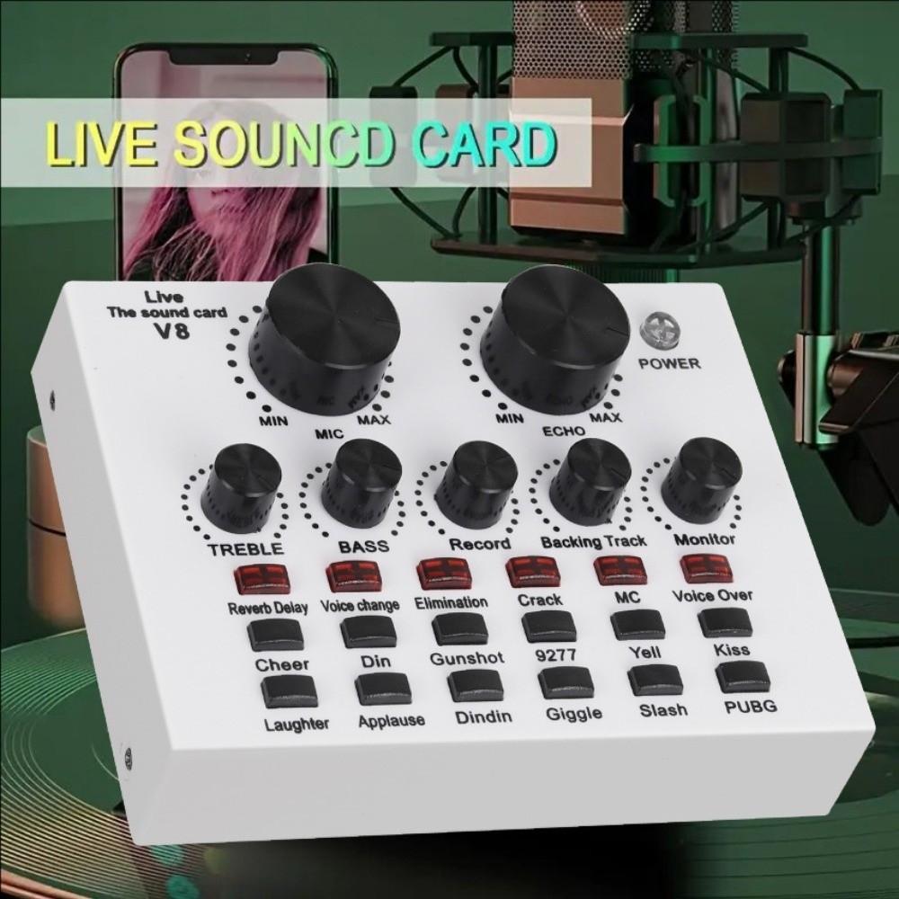 Studio Record V8 Sound Card Audio Mixer External Sound Card Convenient Mic Sound Card  PC Computer