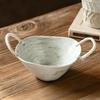 Old-Fashioned Ceramic Binaural Bowl, Retro Braided Rope, Hand-Held Bowl, Tableware Bowl, Restaurant, Japanese Salad Bowl, Household Bowl.