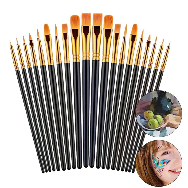 Set Pensule Detaliu Profesionale Rotunde Plate Păr Nailon Pensulă Vopsea Acuarelă Pentru Copii Studenți Artiști Instrument Pictură Ulei