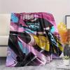 1PC Kpop Demon Hunters Print Flannel Blanket, High Quality All Seasons, Home Decor, Warmth and Comfort, Perfect for Christmas Gifts