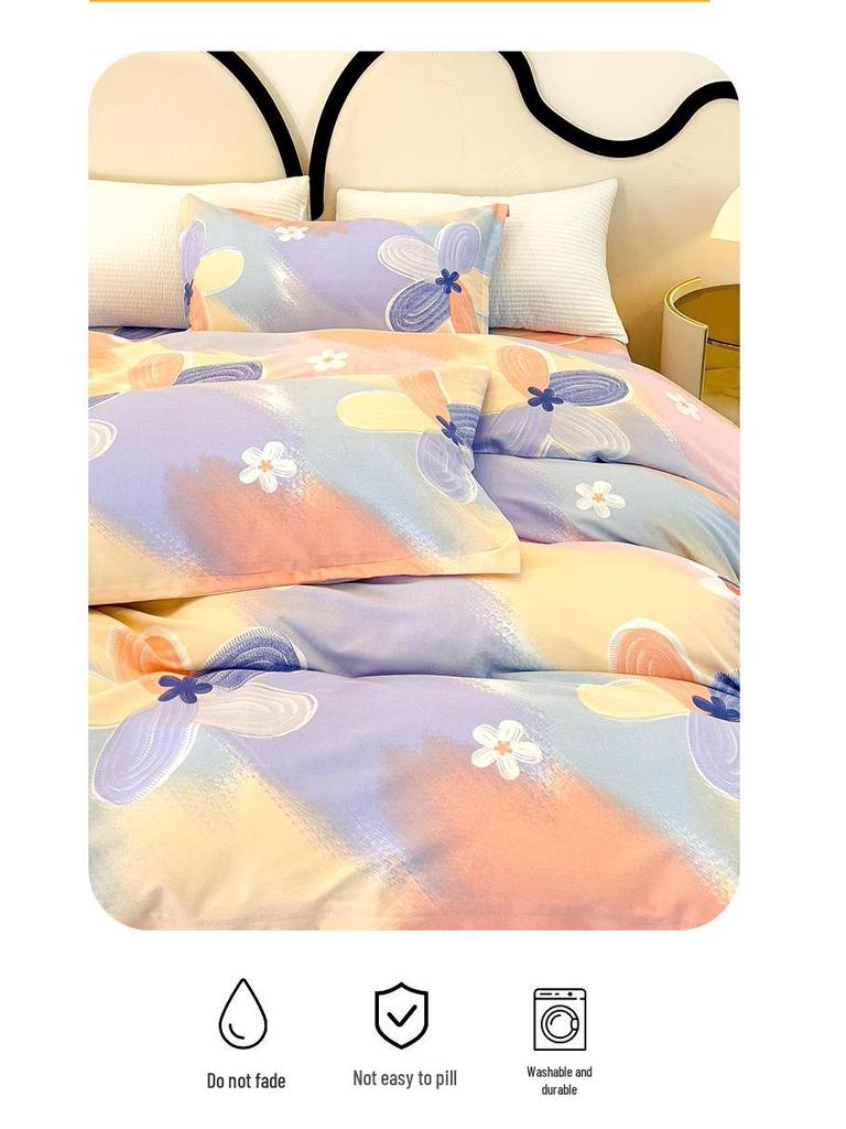 Long-Staple Cotton Brushed Bed Sheet - Solid Color, Thickened, Multiple Sizes (1.2/1.5/1.8m) for Dormitory Single Beds.