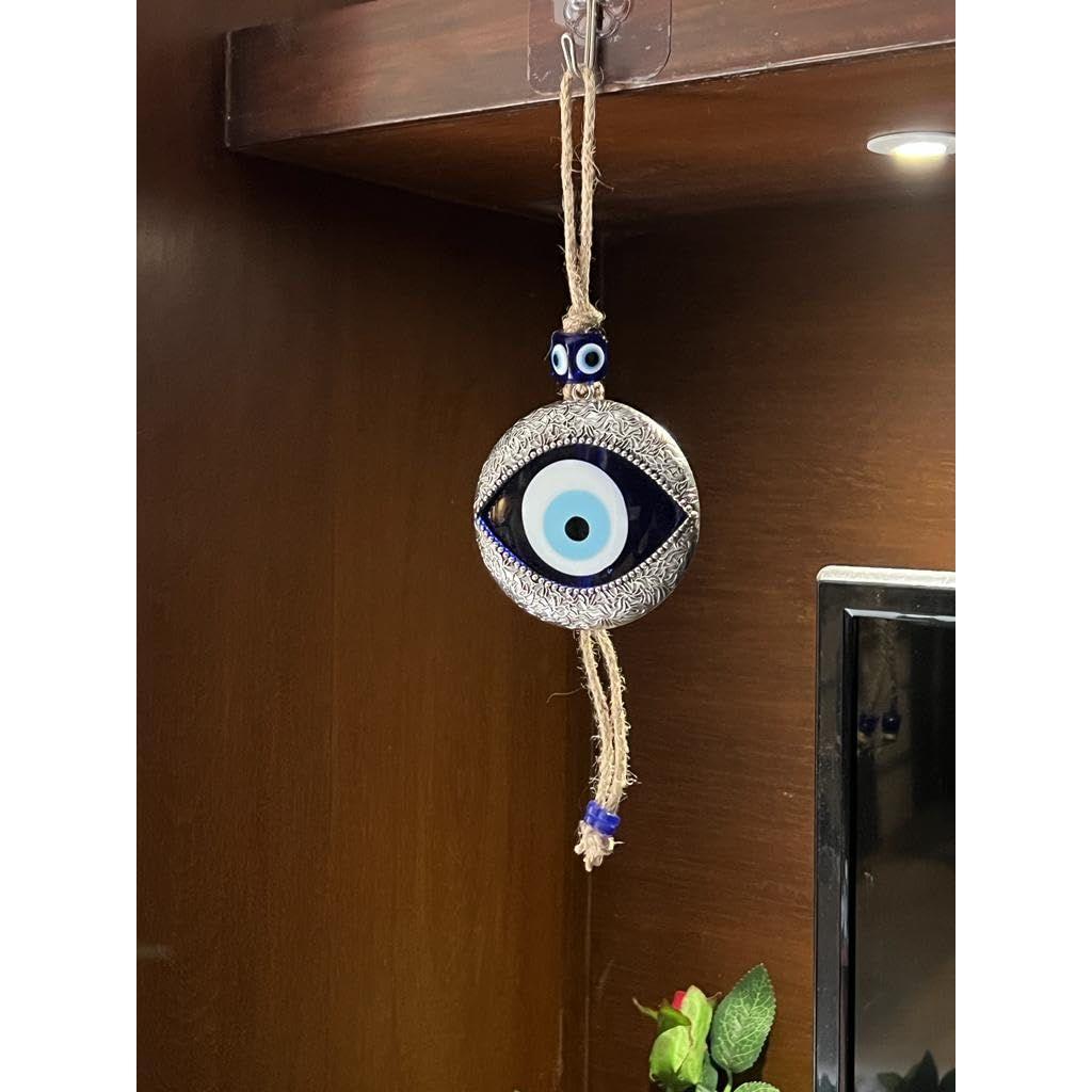 Handmade Turkish Evil Eye Wall Hanging – Metal & Glass Nazar Protection Amulet for Home & Office – Boho Spiritual Decor