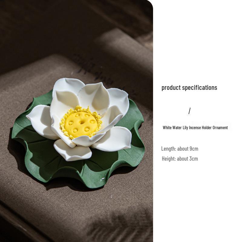 Handmade Ceramic Lotus Incense Holder for Indoor Use