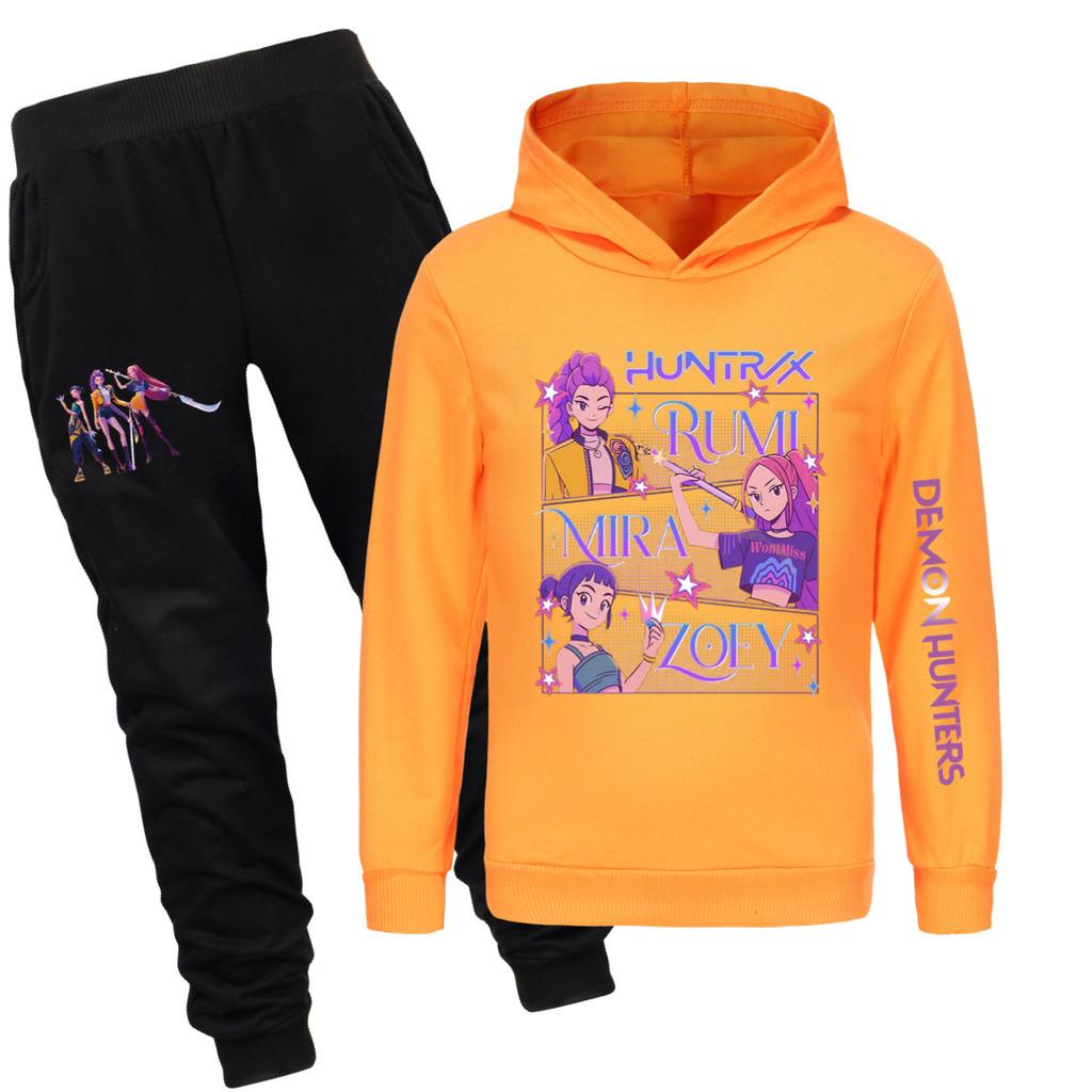 

5021x Kids Girls Rumi Zoey Mira Print Hoodies Pants Trouser Clothes Set 160cm помаранчевий