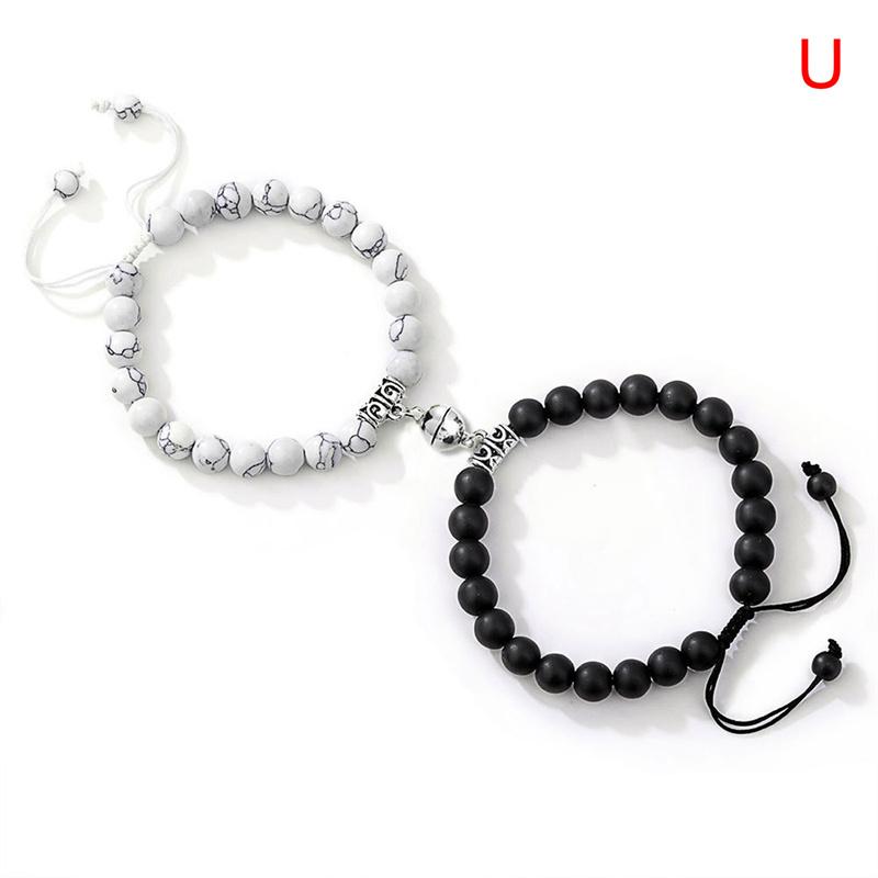 2021 2Pcs/Set Natural Stone Beads Yoga Bracelet For Lovers Distance Magnet Couple Bracelets Friendship Jewelry