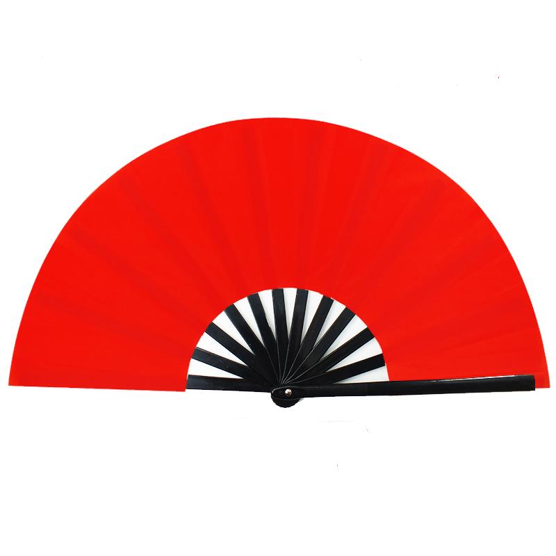 Double Sided Kung Fu Fan High-grade Chinese Style Performance Tai Chi Ring Fan Plastic Ribs Square Dance Fan Folding Hand Fan