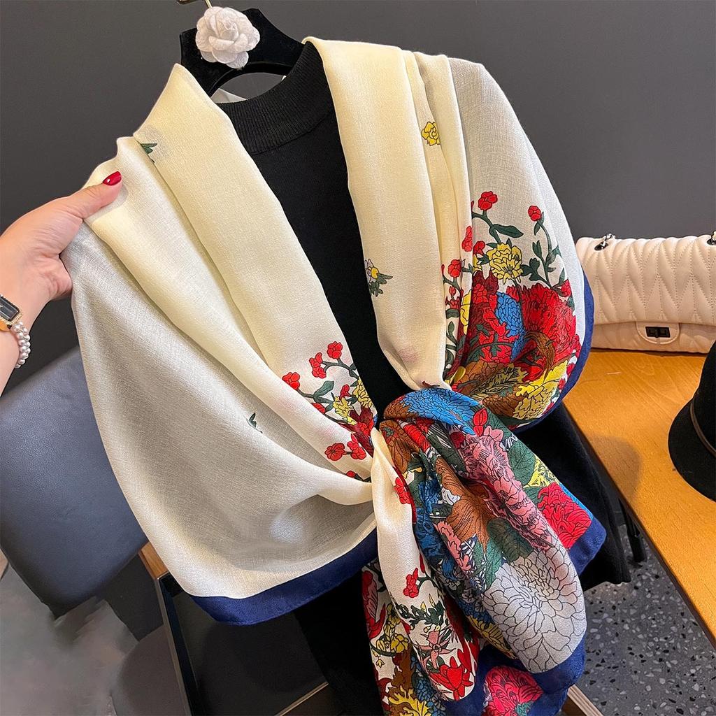 New Fashion Spring Autumn Women Floral Printing Beach Scarf Shawl Female Long Wrap Beach Sunscreen Hijab Blanket Bandana Scarves