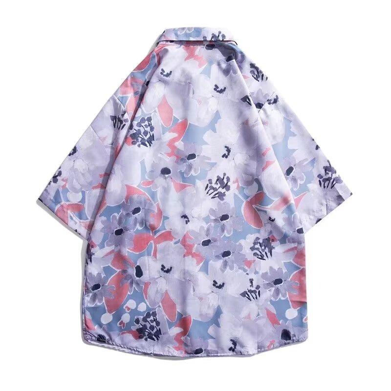 Pánská retro košile, pánský letní outfit, studentský volný střih, výklenek, neformální pánský top, svrchní oblečení, plážový top