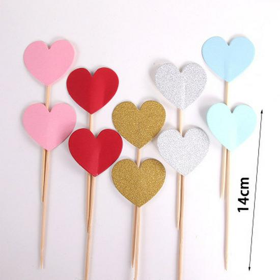 Cake Decoration Five-Pointed Star & Heart Toppers for Birthday Desserts