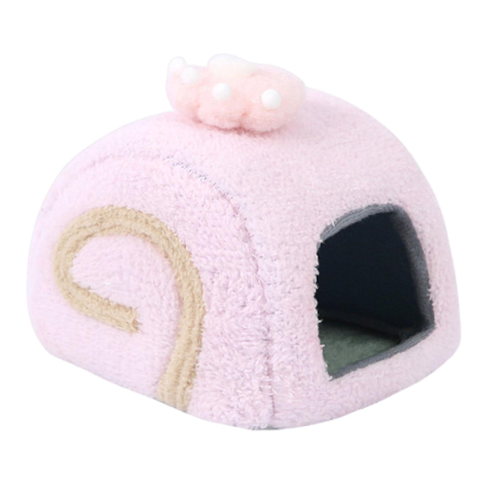 Теплая лежанка для хомяка, спальное гнездо, мягкая, зимняя, уютная, милые аксессуары, принадлежности, лежанка для морской свинки, шиншиллы, крысы, мелких животных, хорька розовый