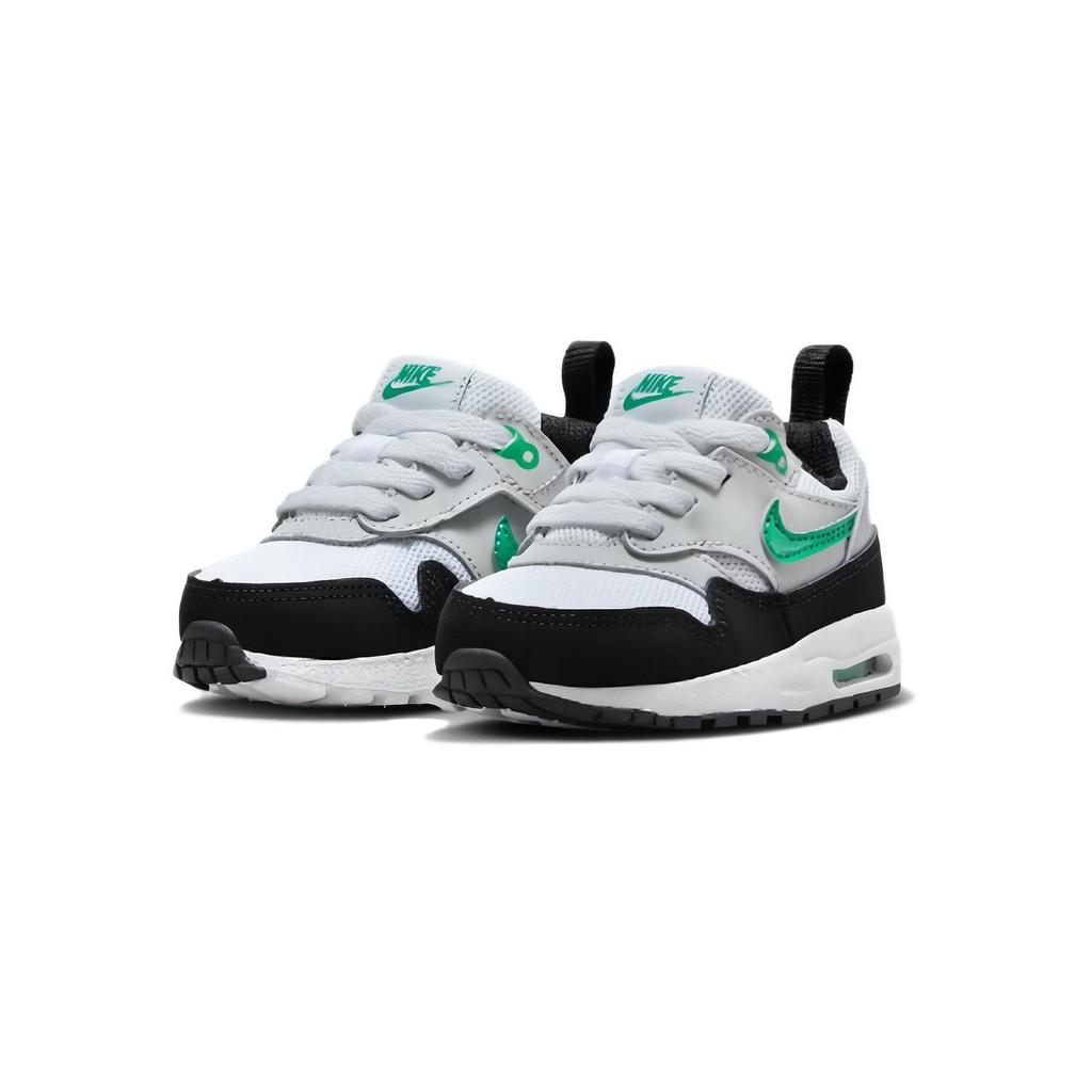 Nike Air Max 1 EasyOn TD Černá Stadionově zelená Dětské tenisky Bílá Čistě platinová DZ3309-108