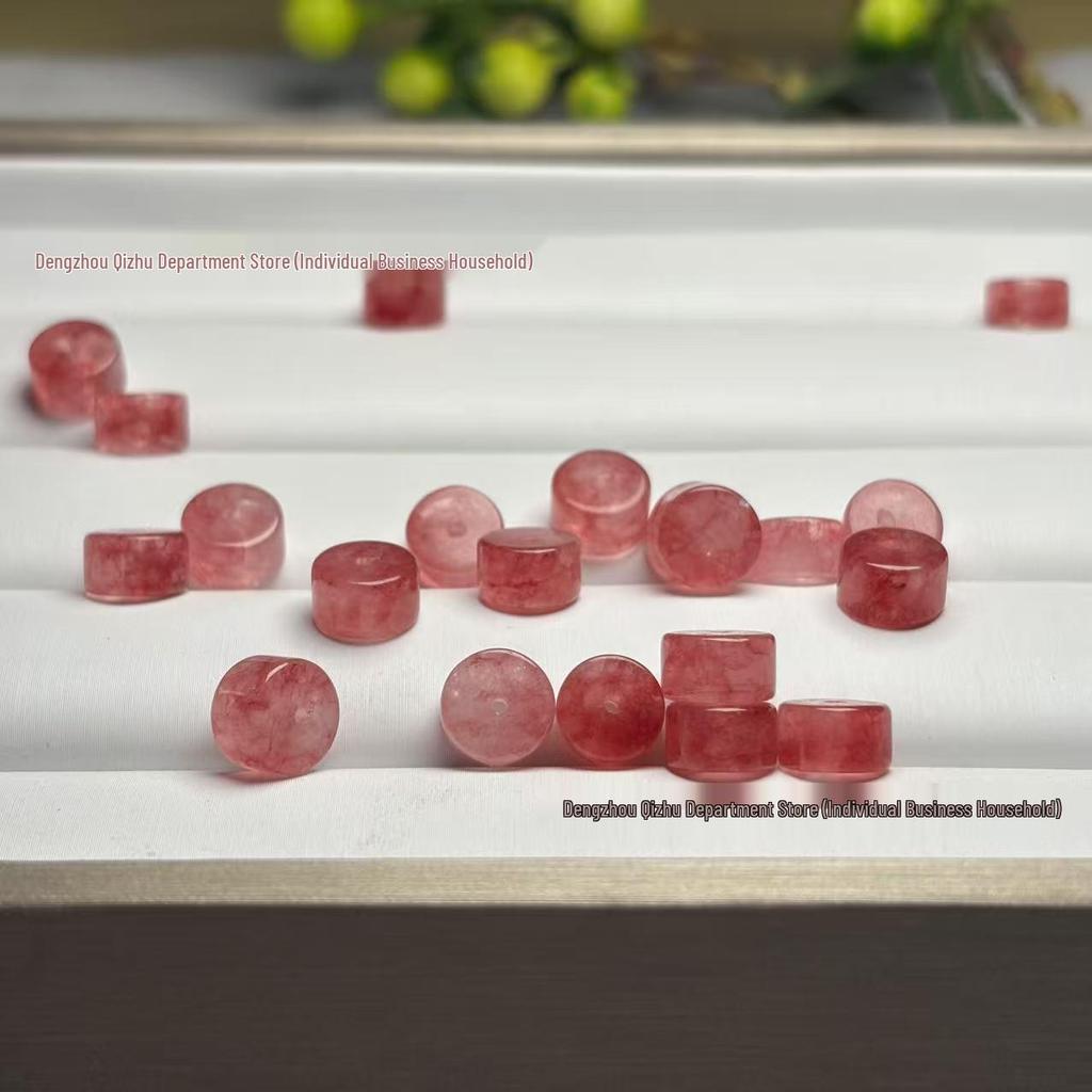 Strawberry Crystal Chalcedony Spacer Beads for DIY Bracelet Accessories