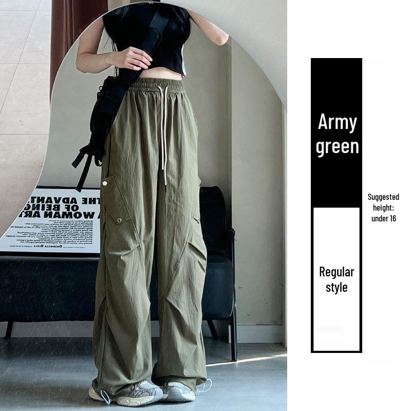 Women s High Waist Retro Paratrooper Quick-Dry Wide Leg Pants S