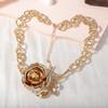 Coarse Exaggerated Flower Necklace Big Neck Chain Jewelry Metal Rose Necklace  Girls