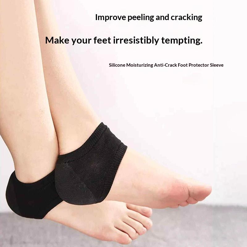 Gel Silicone Heel Protector Sleeve Heel Pads Heel Cups Plantar Fasciitis Support Feet Care Skin Repair Cushion Half-Yard Socks
