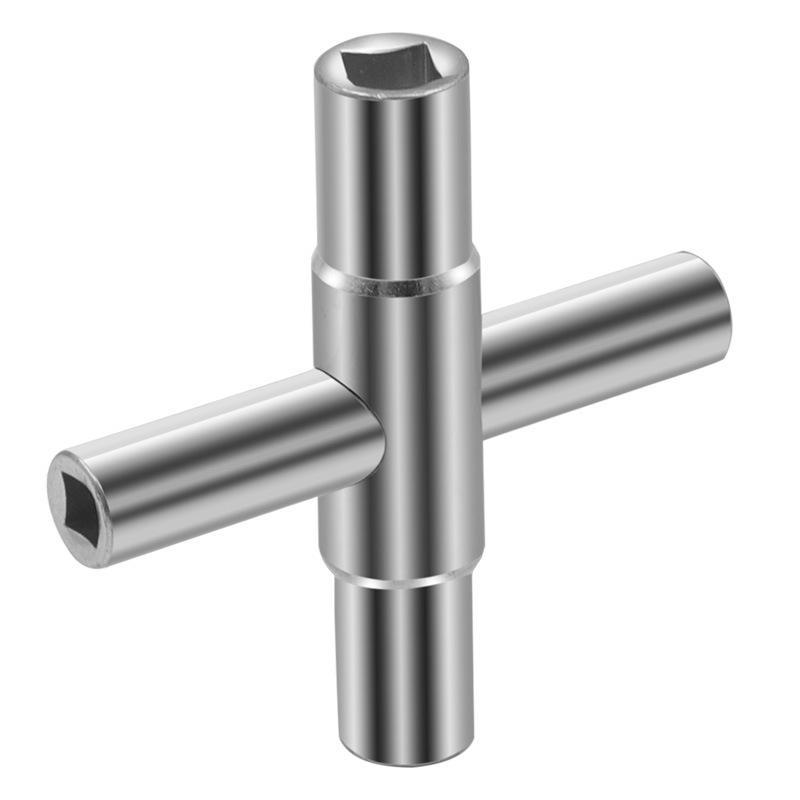 4-in-1 Silver Cross and Square Faucet Wrench Set for Bathroom Repairs