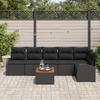 Ensemble de canapé jardin 7 pièces avec coussins noir poly rotin acacia, Canapé jardin 2 places avec rangement et coussins 3356259