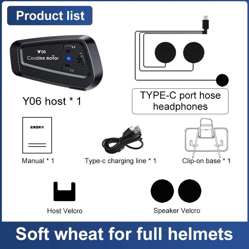 Y06 Motorcycle Helmet Bluetooth Headset IPX6 Waterproof Noise Reduction Small and Exquisite Integrating All Major Functions