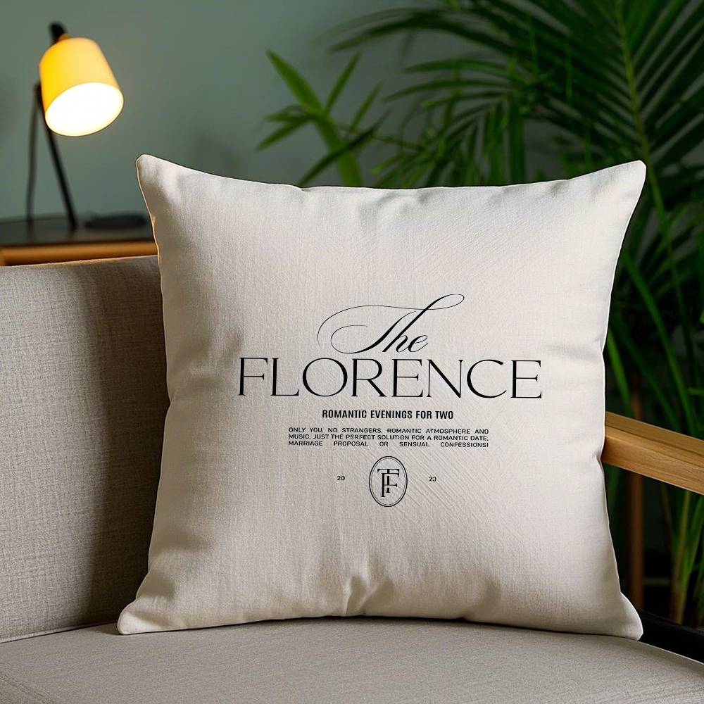 

Text image Pattern Floriana-F Pillow Case Anti-dustmite Pillowcase Invisible zipper silky short plush Sofa cushion cover 12x12Inch