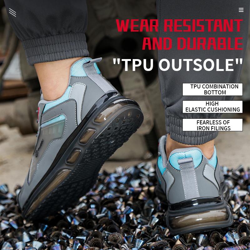 Air Cushion Work Safety Shoes For Men WomenBreathable Work Sneakers Steel Toe Shoes Anti-puncture Safety Protective Shoes