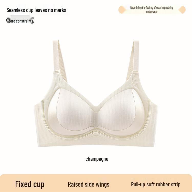 527 Seamless Striped Lift Bra: Jelly Soft Support, Uplifting Strips, Minimizes Large Breasts, Beautiful Breathable Back M (95-110 lbs) шампанского