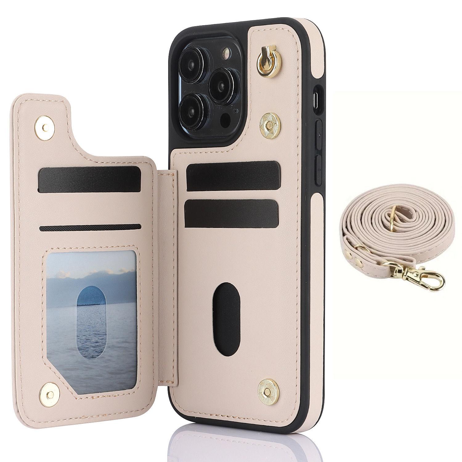 for iPhone 16 Pro Max Wallet Case with Card Holder,PU Leather Kickstand Card Slots Case,Double Magnetic Clasp and Durable Cover For iPhone 16 абрикосовый