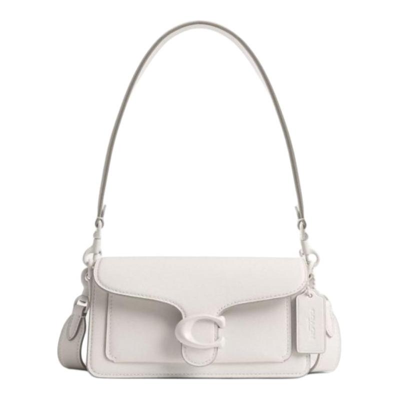 

COACH Tabby 20 brand classic solid color design cow leather crossbody shoulder handbag small size women s chalk white білий