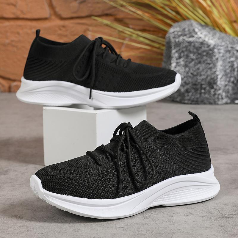 Fashion Spring Autumn Comfortable Sports Shoes for Women Lightweight Breathable Knitted Sneakers Woman Thick Sole Slip On Casual Shoes