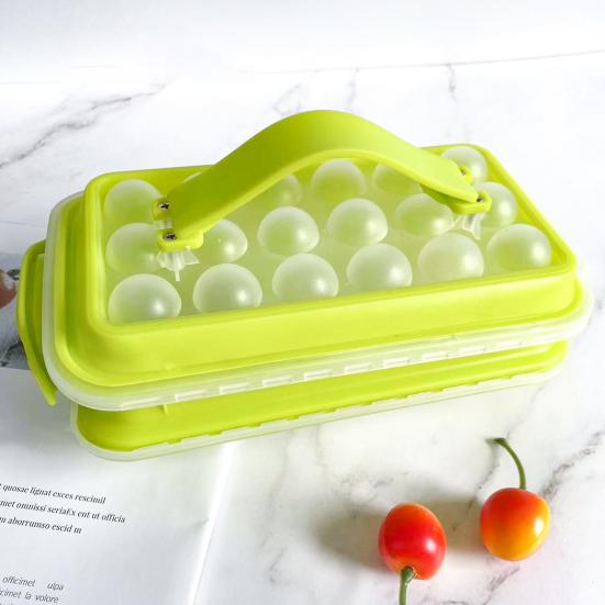 Eiswürfelform mit Deckel Lebensmittelechtes Silikon Eiswürfelbereiter BPA-frei Einfaches Entformen Ein-Klick-Entnahme Eiswürfelschale für Gefrierschrank