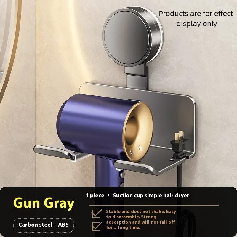 

Держатель для фена, настенная подставка для сушилки, подставка-выпрямитель, органайзер для фена, коробка, держатель для унитаза, полка, аксессуары для ванной комнаты серый