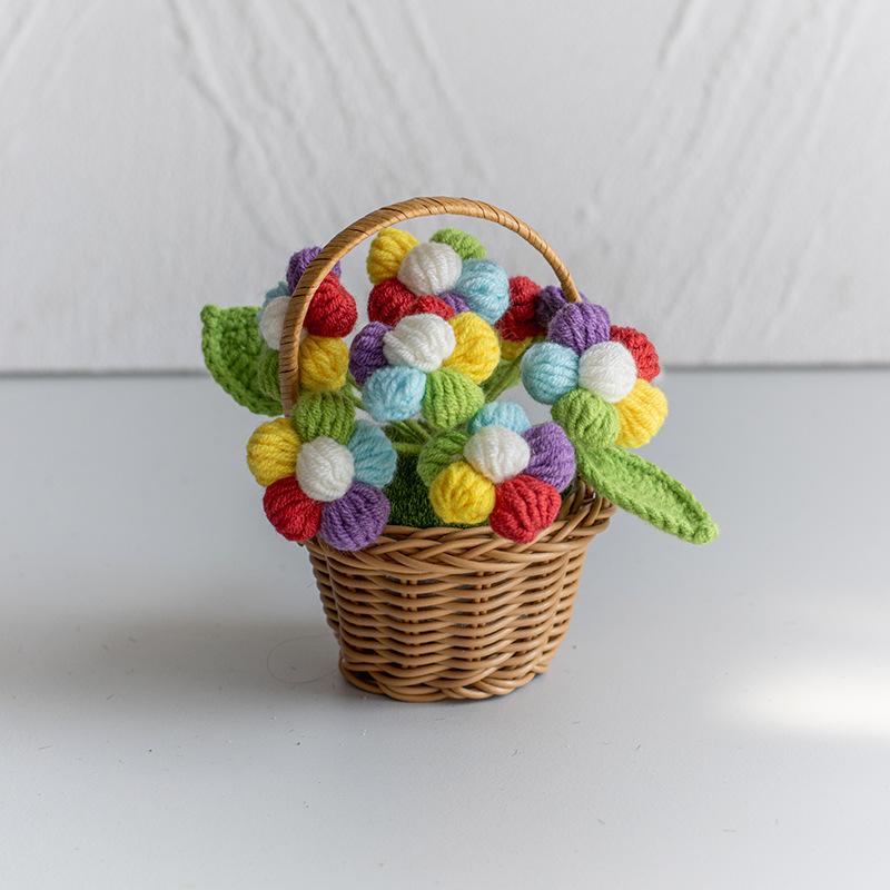 

Small Flower Potted Plant Handmade Crochet Bubble Flower Desktop Decoration Ornament Wedding Souvenir Knitted Eternal Flower 1pc