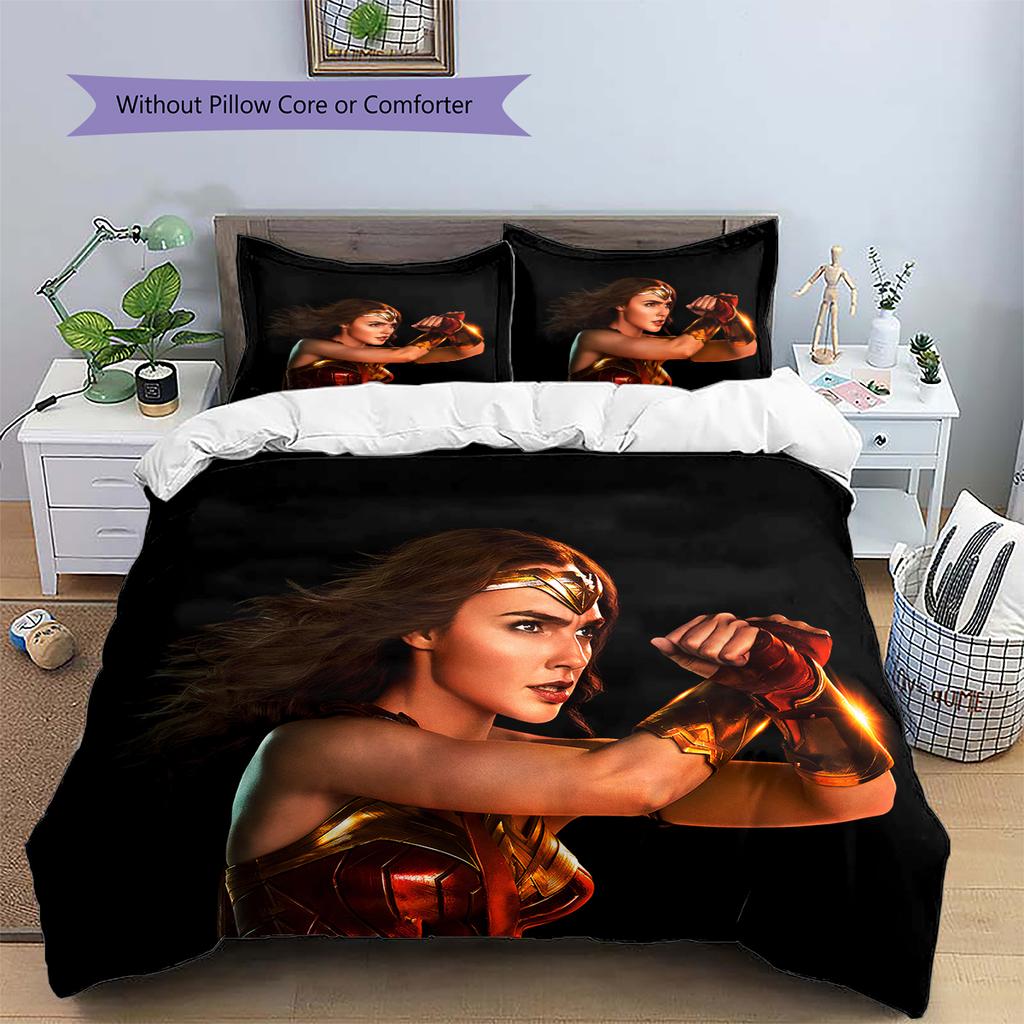 Wonder Woman Hero Bedding Set Duvet Cover Pillowcase No Filler, Soft Home Bedroom Decor, Perfect Gift for Fans.chl