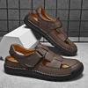Summer Men's Leather Beach Sandals Pure Handmade Mens Closed TOE SANDALS