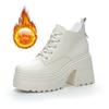 Autumn and Winter Women's Shoes New Heightening Platform High Heels Casual Short Boots Women's Martin Boots Lace-up Versatile Single Cotton Shoes