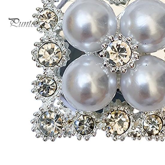 Mobile Phone Holder Telescopic Foldable Self-adhesive Anti-slip Decoration Square Rhinestone Faux Pearl Phone Folding Finger Stand for Desktop