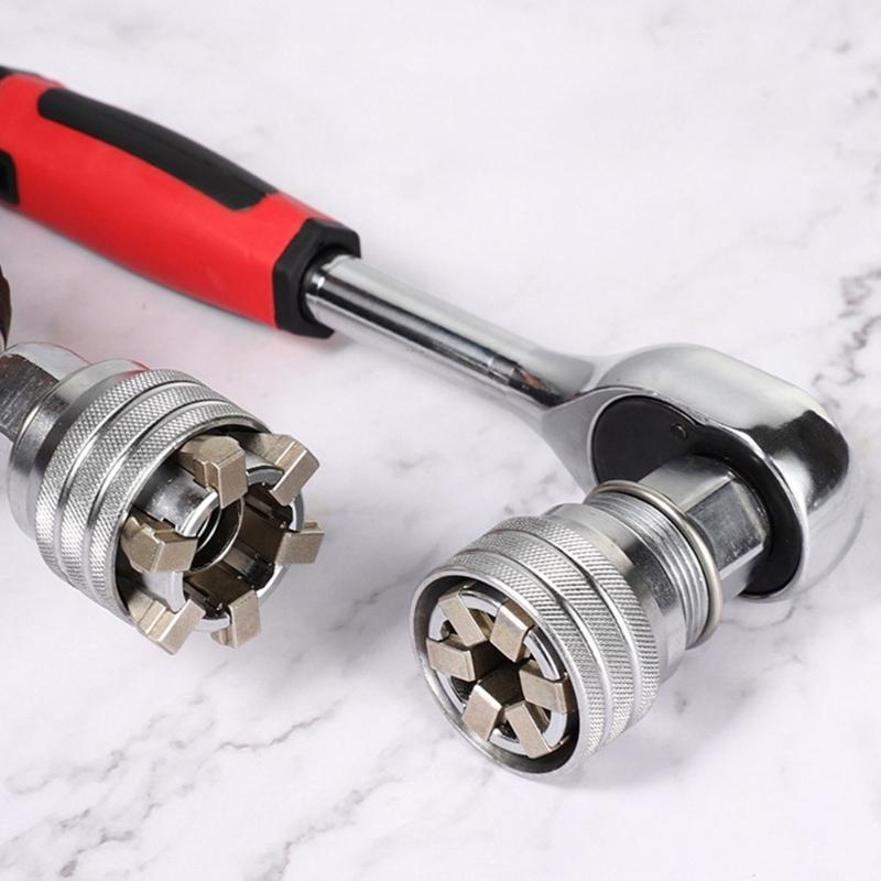 652F Heavy Duty 72 Tooth Ratcheting Wrench Adjustable Socket Spanner 10-19mm Ranging 3/8" Drive Workshop Tool for Mechanics