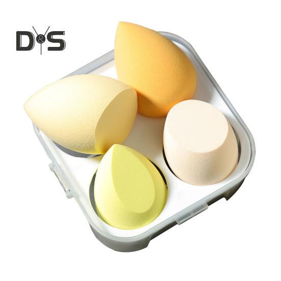 

4 шт. спонж для макияжа без латекса, тональная основа, жидкая пудра, нанесение крема, косметический спонж, блендер для женщин, профессиональные инструменты для макияжа жёлтый