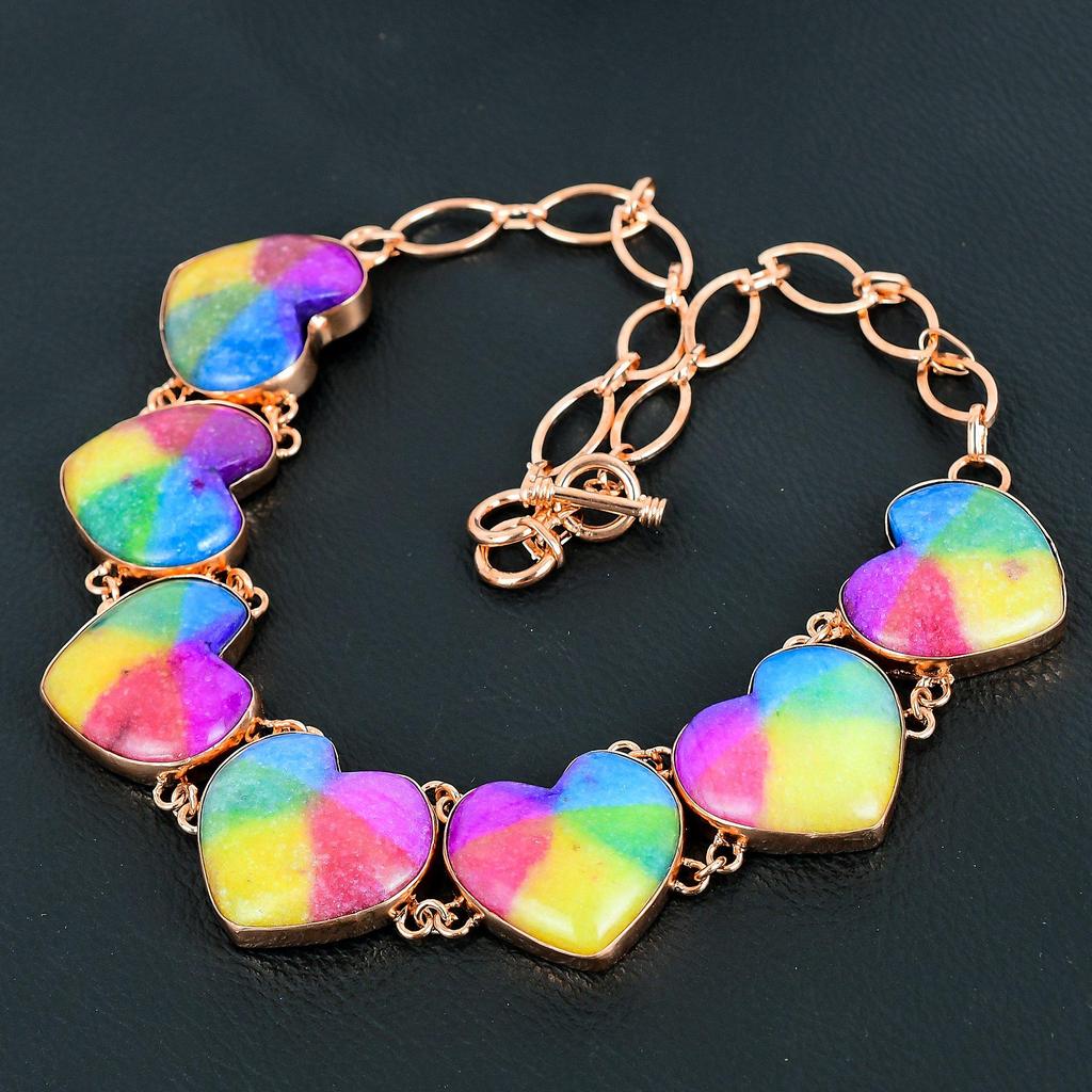 Rainbow Solar Quartz Handmade Gemstone Jewelry, 999 Copper Wire Wrapped Necklace Unique Design Jewelry, For Women