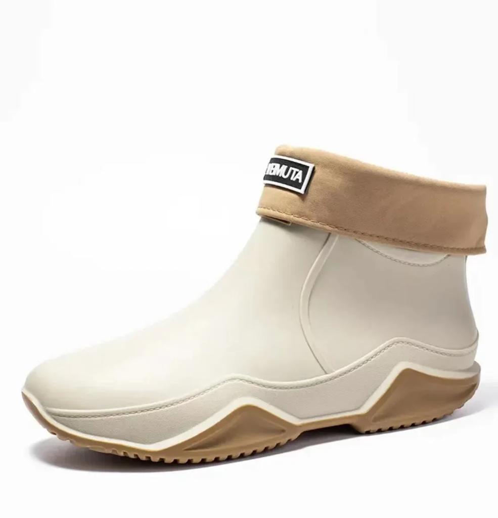 Fashion New men's short tube rain shoes outdoor off-road waterproof shoes men's thick soled anti slip rubber shoes lightweight overshoes