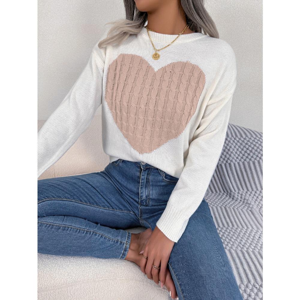 Autumn and Winter Twisted Heart Long-sleeved Pullover Sweater for Valentine's Day Women's Clothing