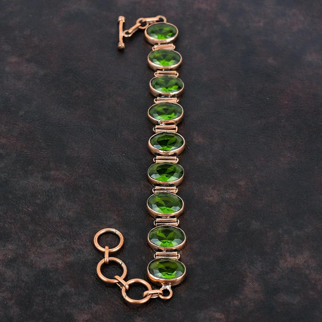 Facettiertes Peridot Armband Kupferarmband Verstellbares Kettenarmband Kupferschmuck Natursteinarmband Handgefertigtes Armband Geschenke für Sie