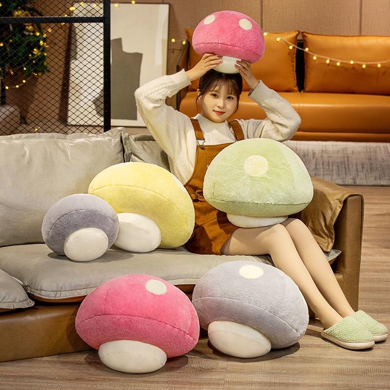 Soft And Cuddly Mushroom Pillow For Home Decor And Kids' Gifts Yellow/grey/pink/green