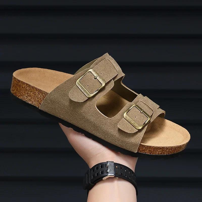 Pánské kožené sandály pro muže Plážové sandály Pánské pohodlné pantofle Originální značky Obuv Léto Muži 2025 Značkové pánské boty