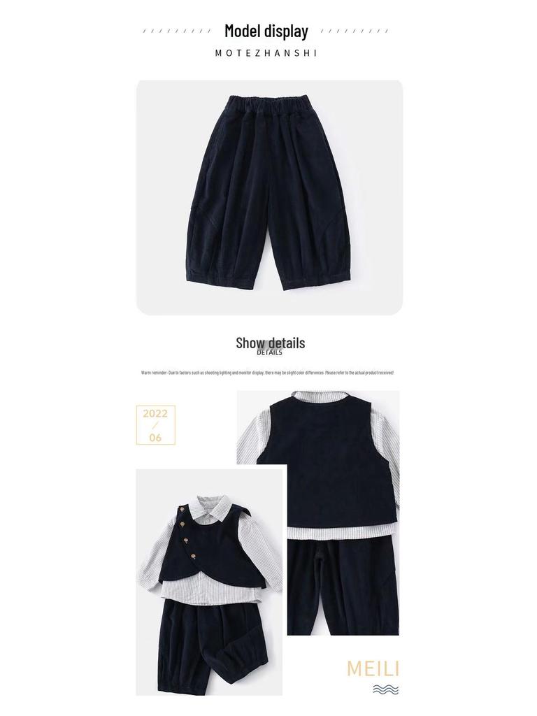 Trendige Herbst/Winter Cordweste Dreiteiliger Formeller Anzug für Babys & Kleinkinder