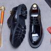 Genuine Leather Lace-Up Derby Shoes for Men - Formal Bright Leather Footwear